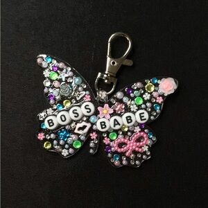 Colorful Butterfly Keychain with Rhinestones
